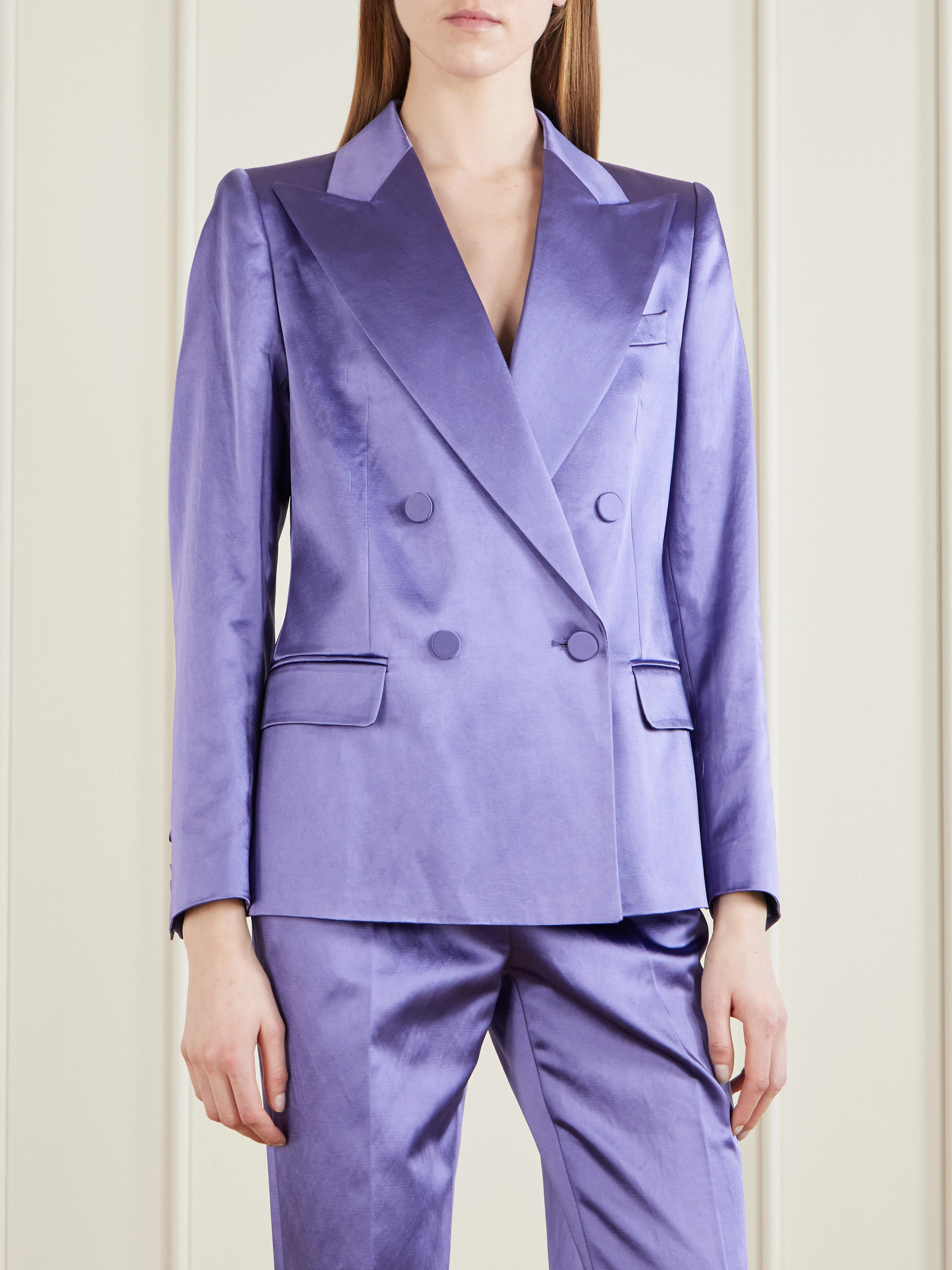 Dries Van Noten Double-breasted satin blazer