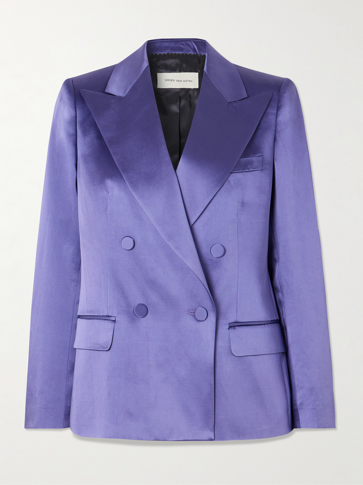 Dries Van Noten Double-breasted Satin Blazer In Purple