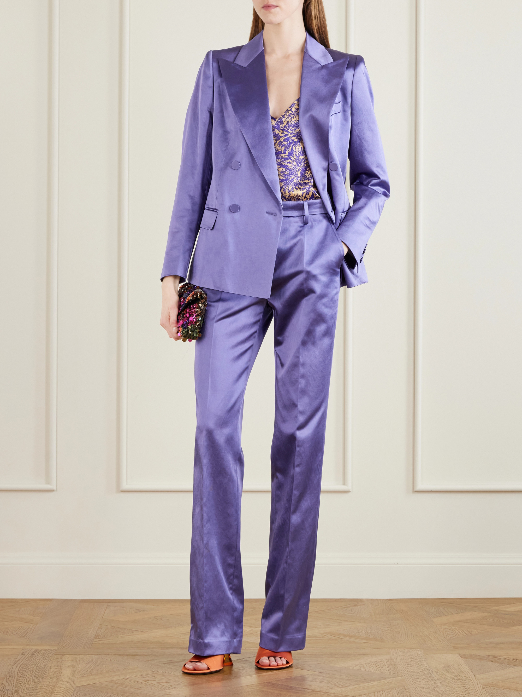 Dries Van Noten Double-breasted satin blazer thumbnail