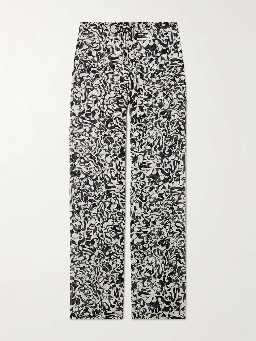 Dries Van Noten Printed Chiffon Straight-leg Pants