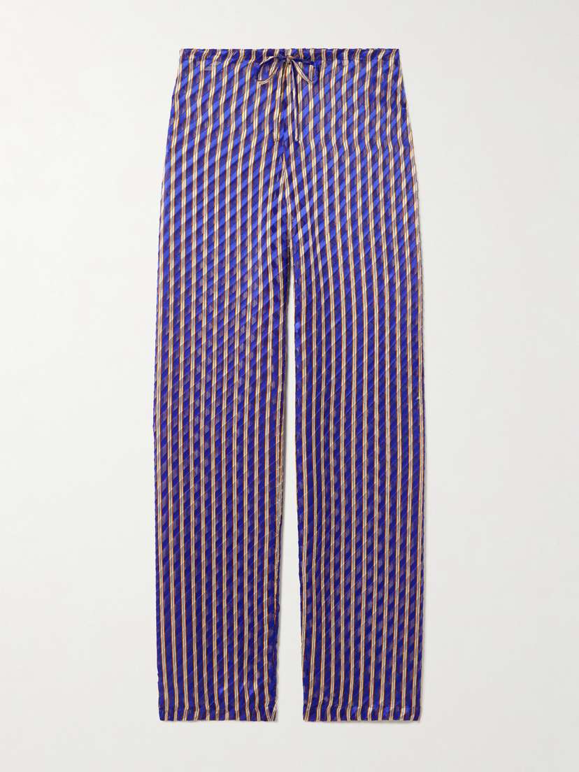 Dries Van Noten Stroped Devoré-velvet Straight-leg Pants