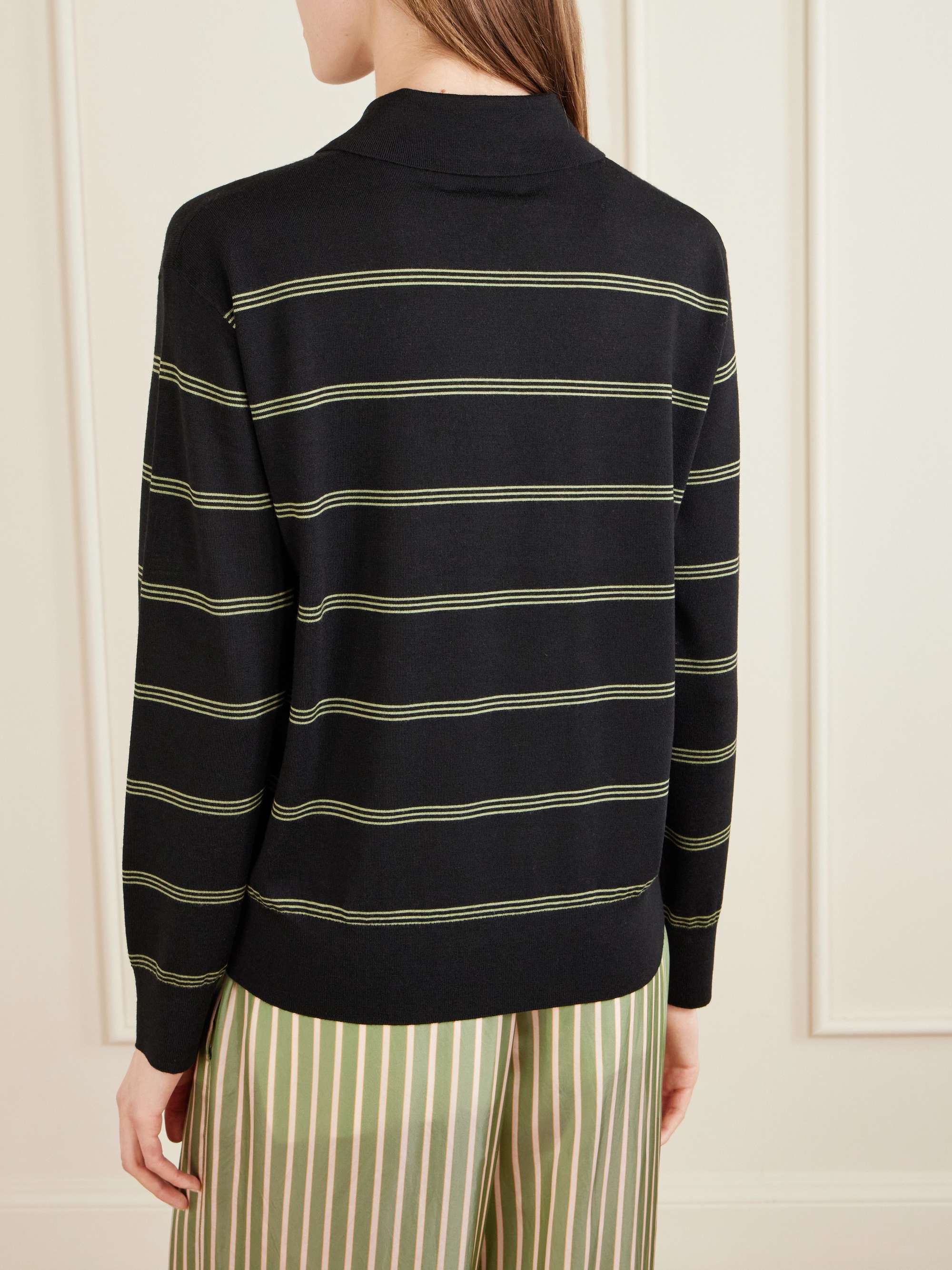 DRIES VAN NOTEN Striped merino wool polo shirt | NET-A-PORTER