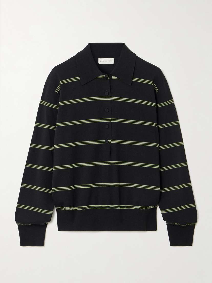 Striped Merino Wool Polo Shirt