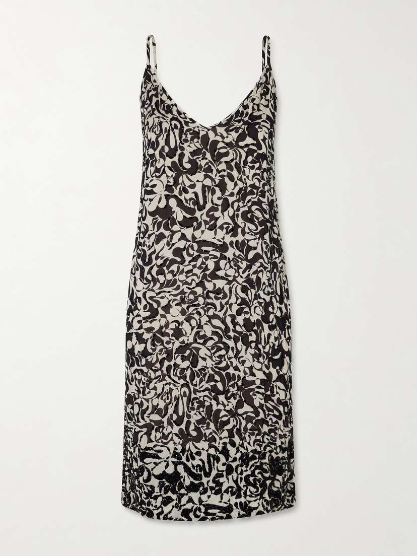 Dries Van Noten Embellished Printed Chiffon Dress