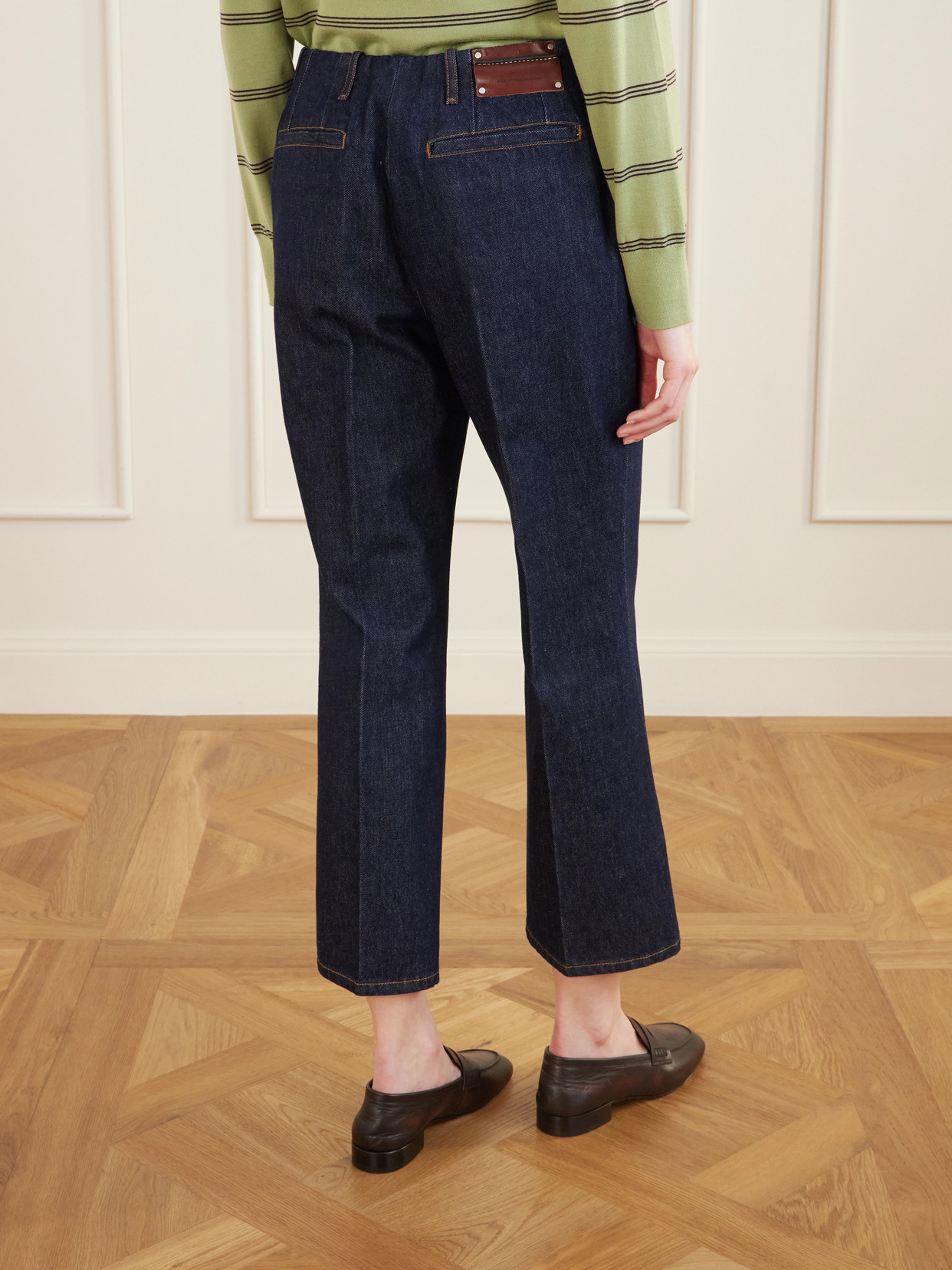 Cropped High-Rise Flared Jeans