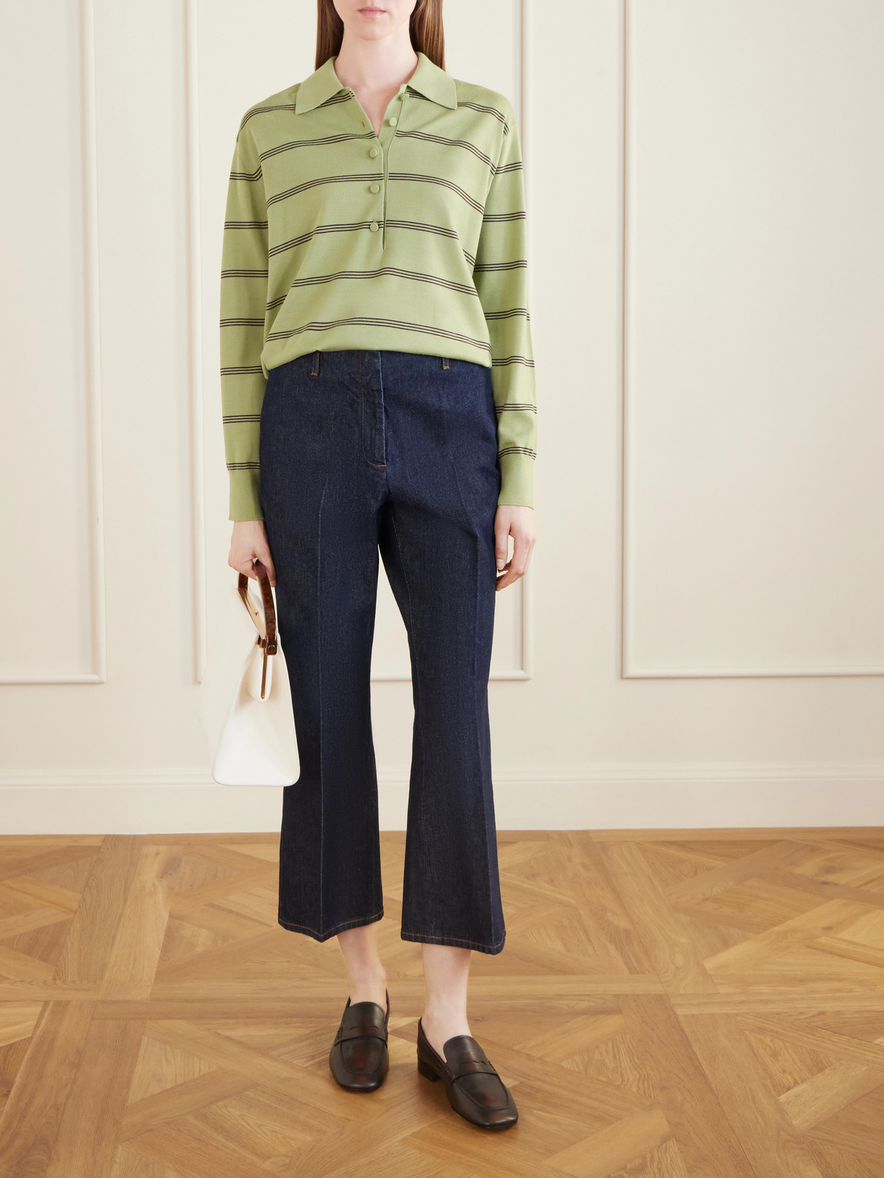 Cropped High-Rise Flared Jeans