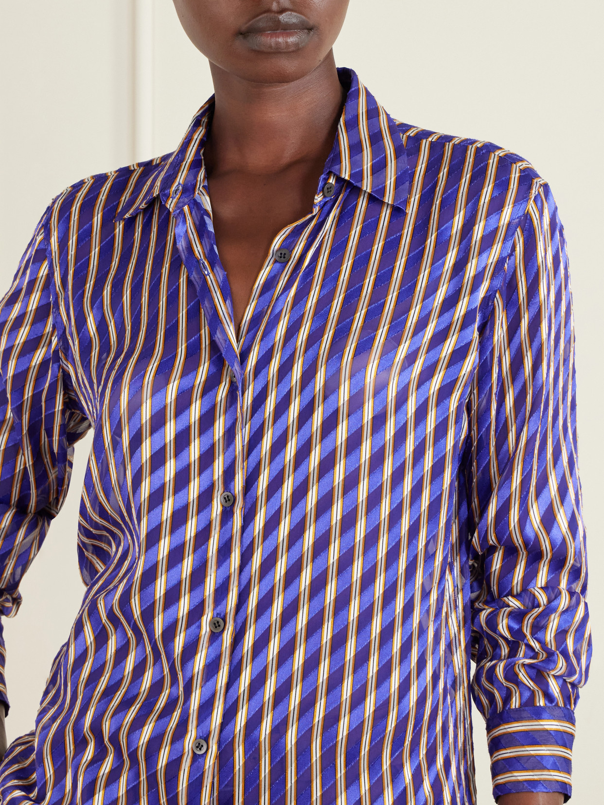 Striped Devoré-Satin Shirt