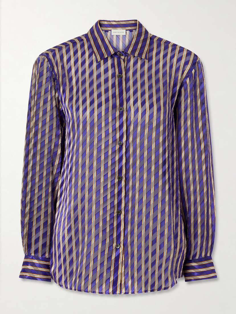 Dries Van Noten Striped Devoré-satin Shirt