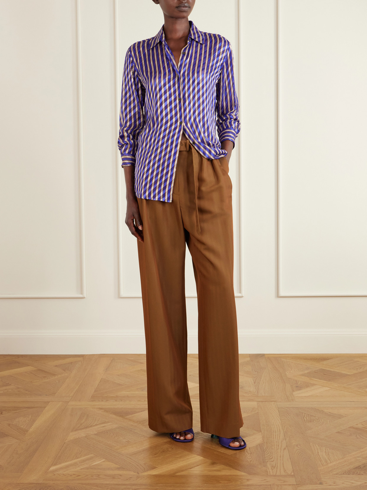 Striped Devoré-Satin Shirt