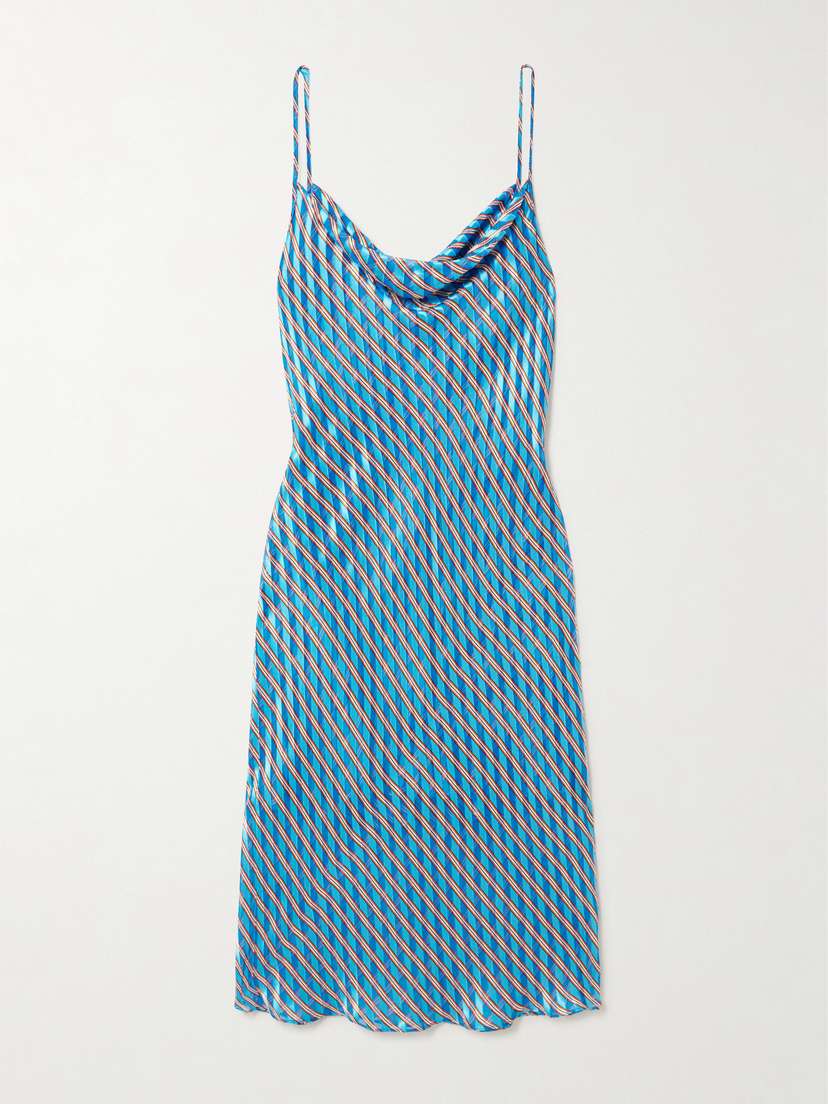 Dries Van Noten Draped Striped Satin And Chiffon Midi Dress