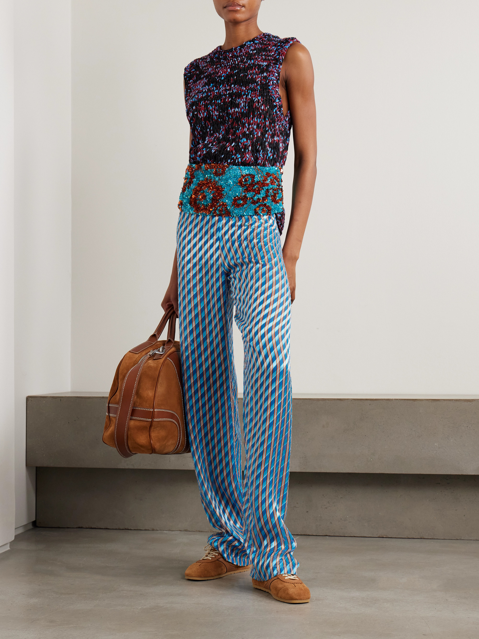 Dries Van Noten - Devoré-satin straight-leg pants | Plush display picture 1