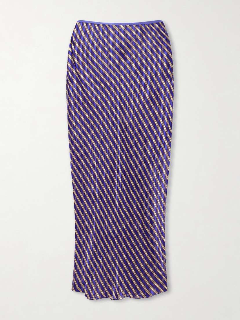 Dries Van Noten Striped Devoré-satin Midi Skirt