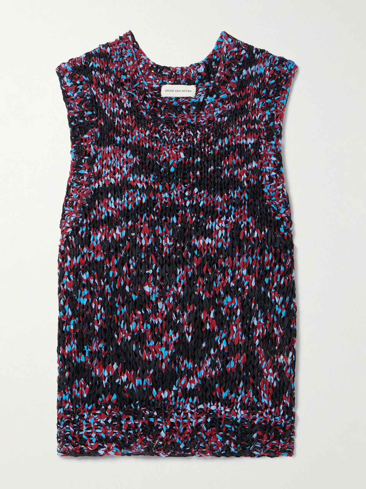 Dries Van Noten Frayed Printed Cotton Vest In Multi