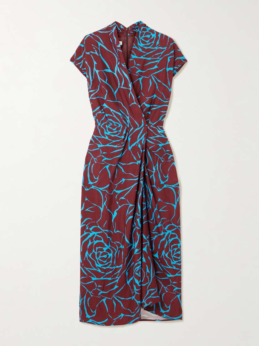 Dries Van Noten Wrap-effect Floral-print Satin Midi Dress