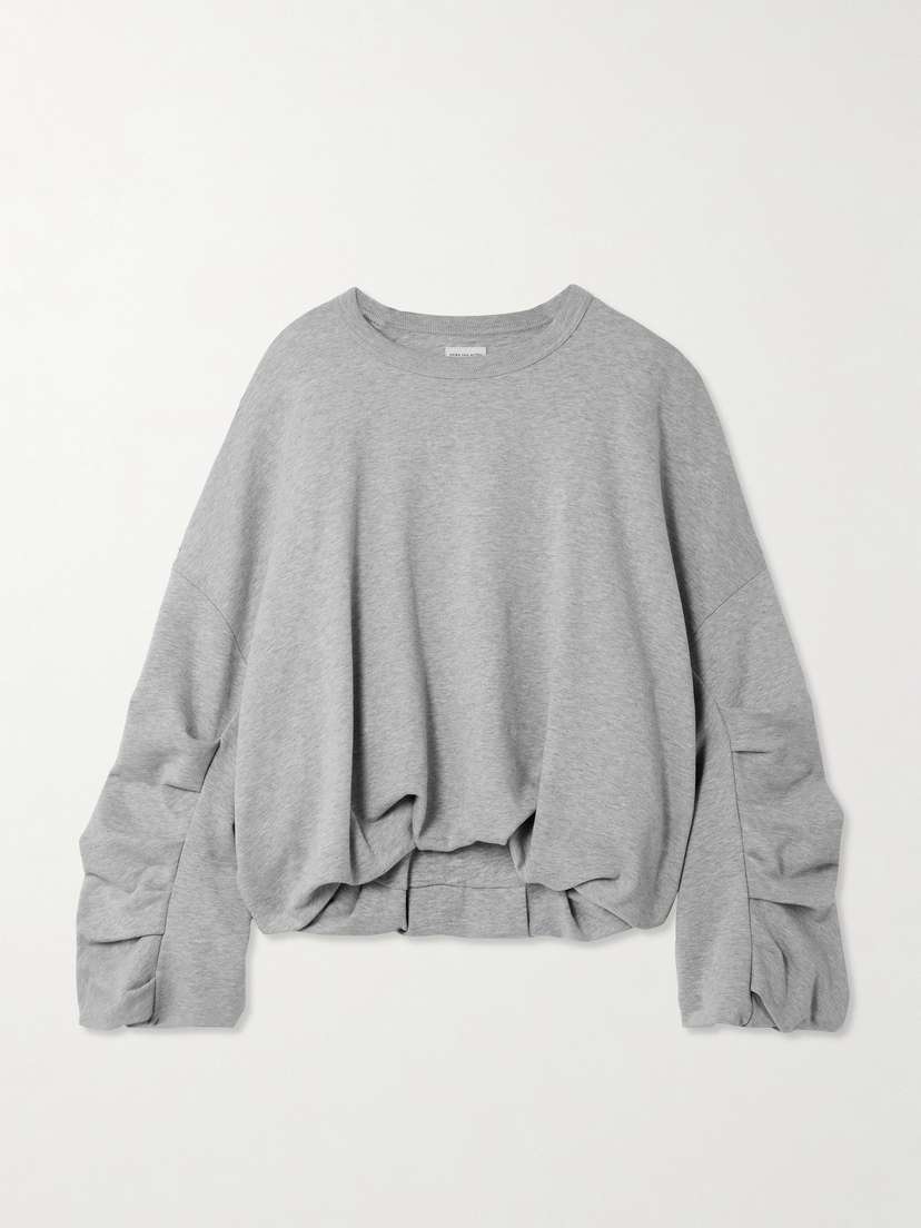 Dries Van Noten Oversized Gathered Cotton-jersey Sweatshirt