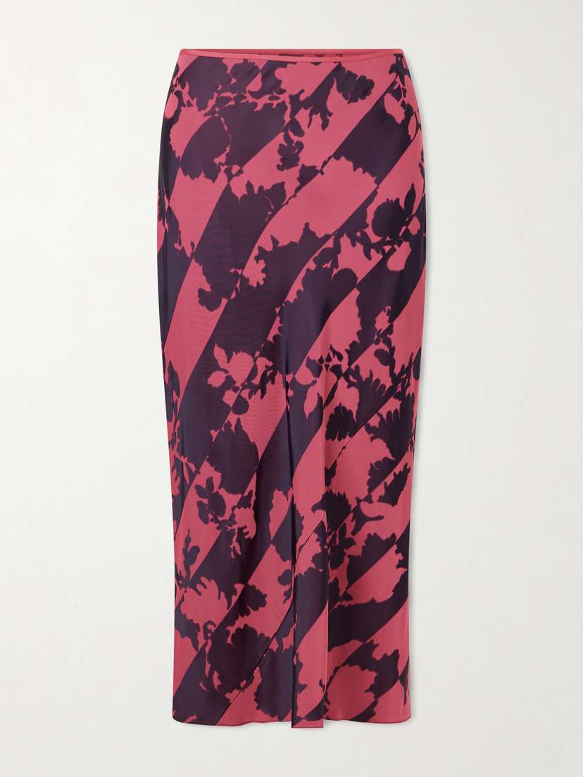 Dries Van Noten Paneled Floral-print Satin Midi Skirt