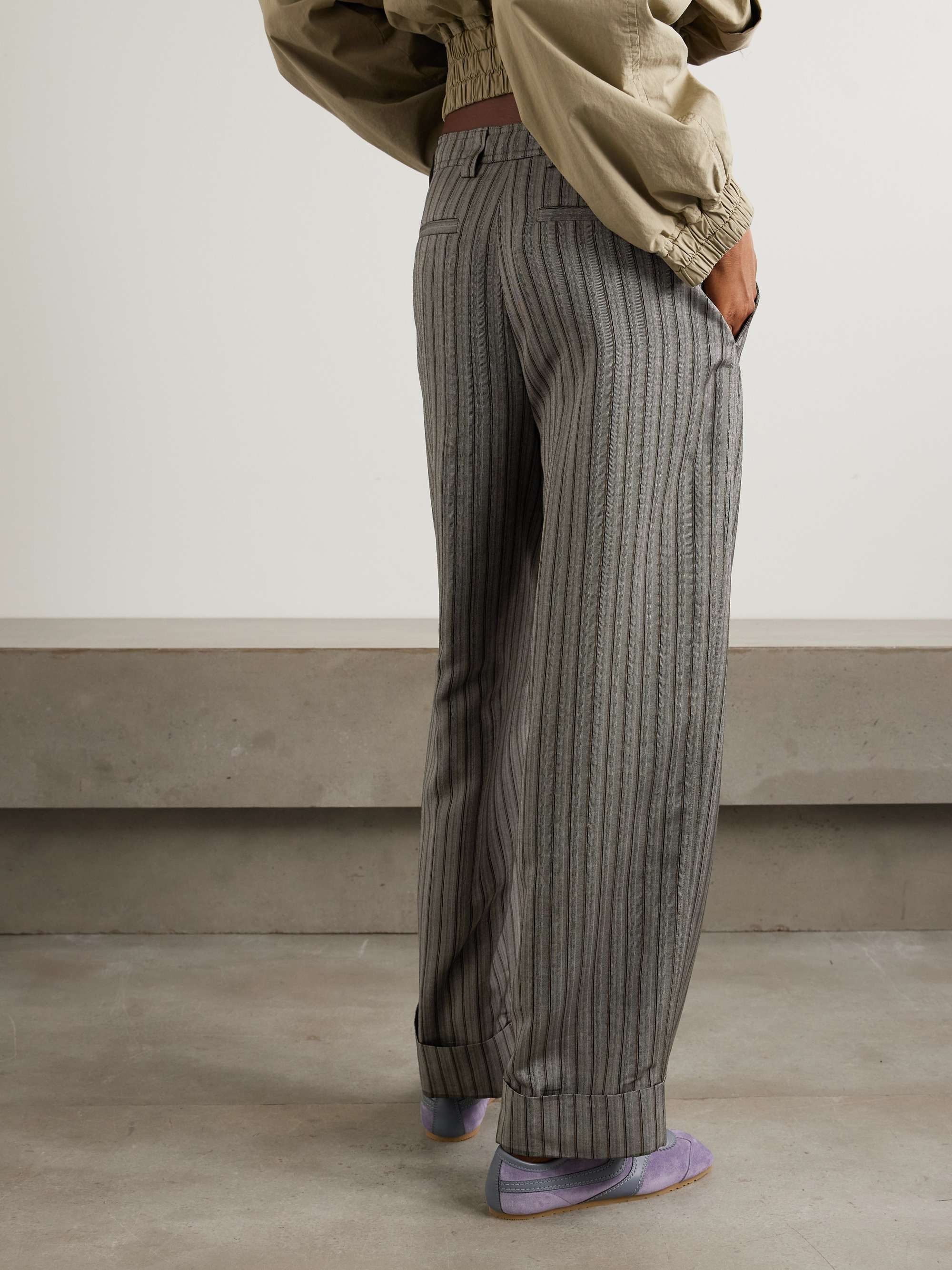 DRIES VAN NOTEN Striped ribbed woven wide-leg pants | NET-A-PORTER