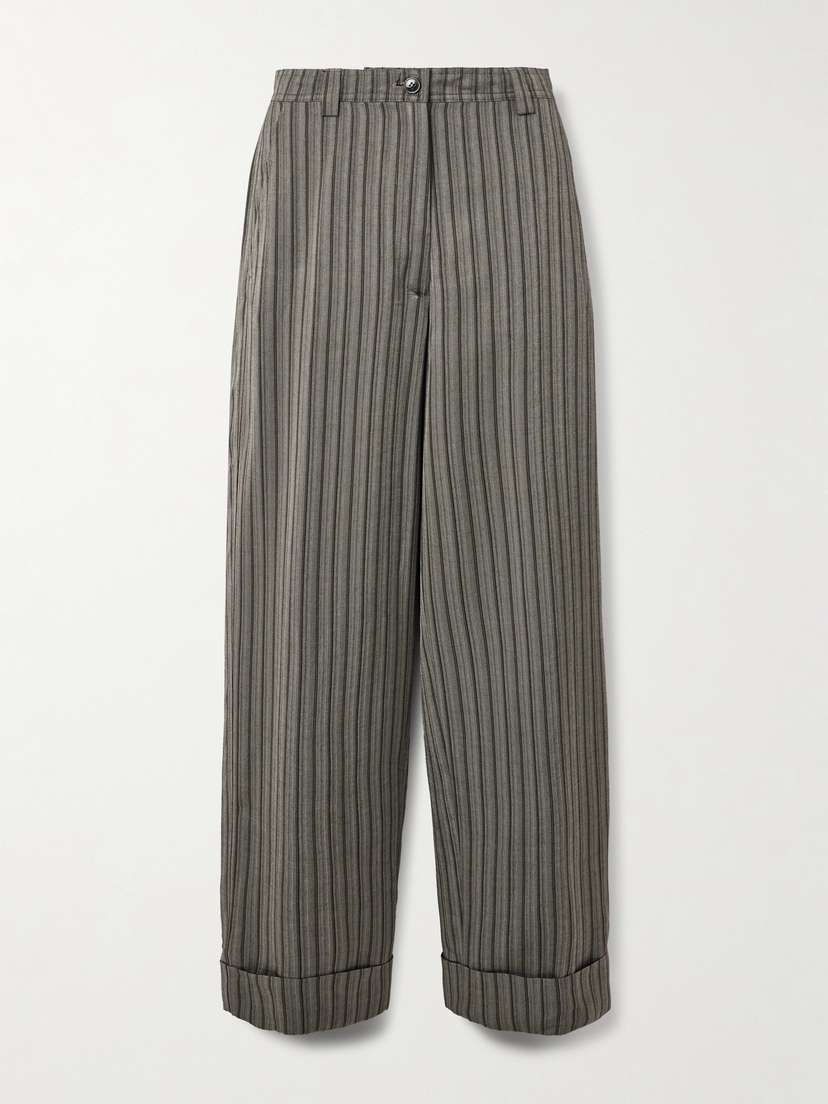 Dries Van Noten Striped Ribbed Woven Wide-leg Pants