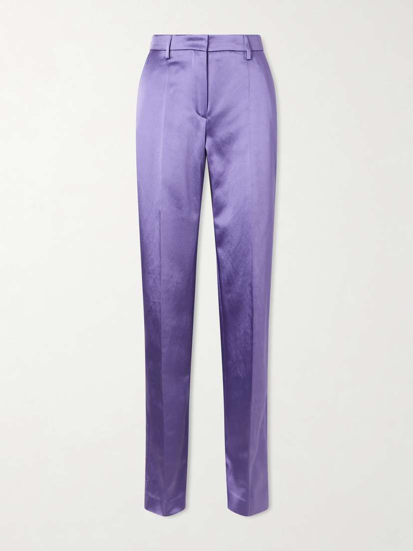 Dries Van Noten Cotton-blend Satin Straight-leg Pants