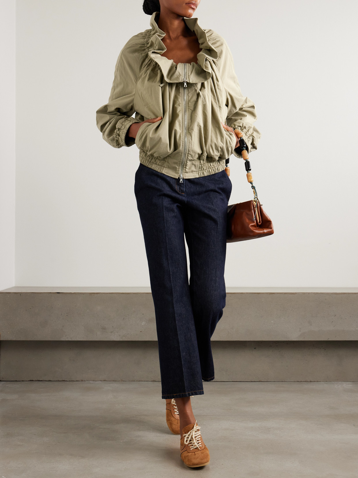 Ruffled Gathered Cotton-Blend Jacket