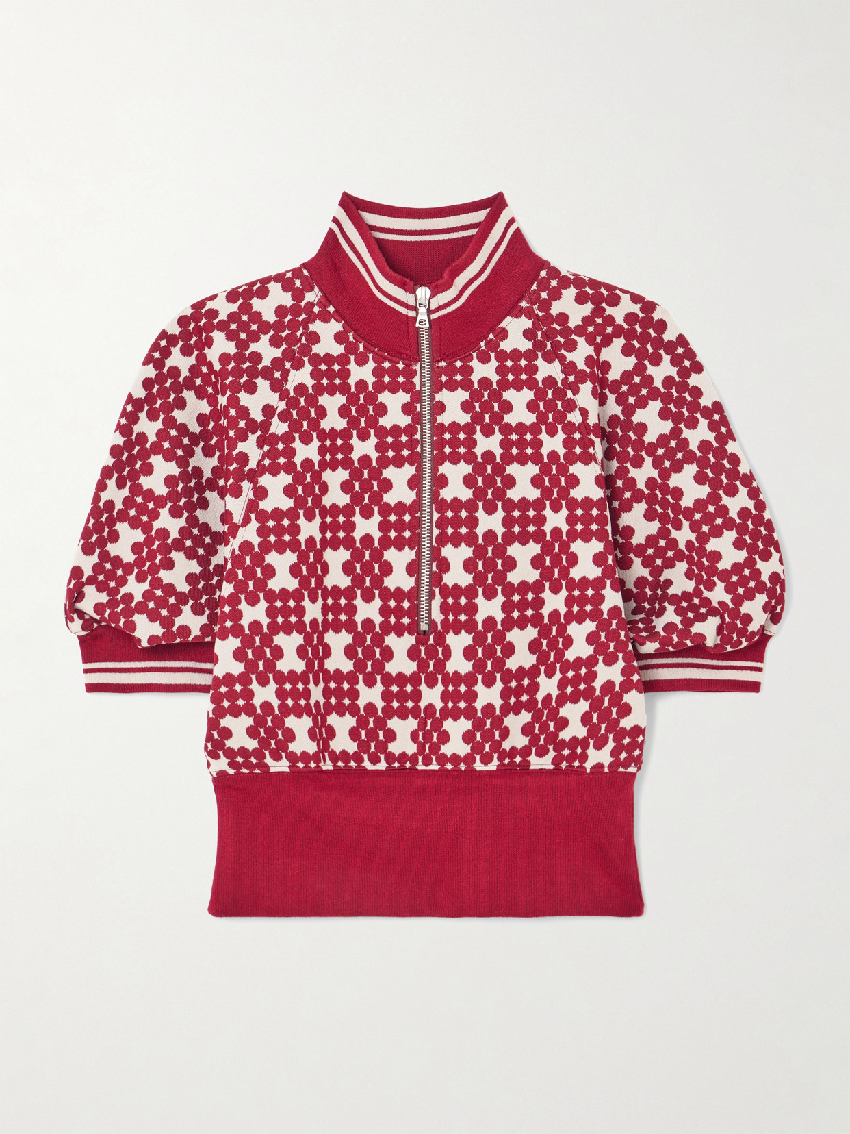 Striped Jacquard-Knit Half-Zip Sweater