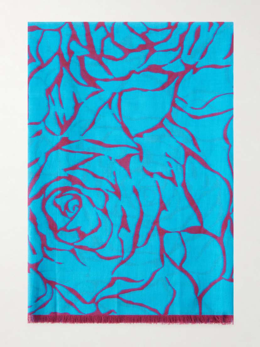 Dries Van Noten Fringed Printed Cotton-voile Scarf