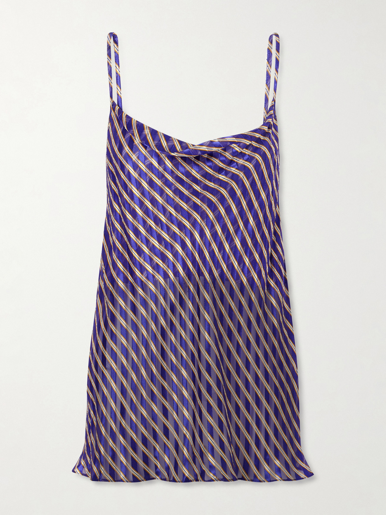 Draped Striped Devoré-Satin Camisole