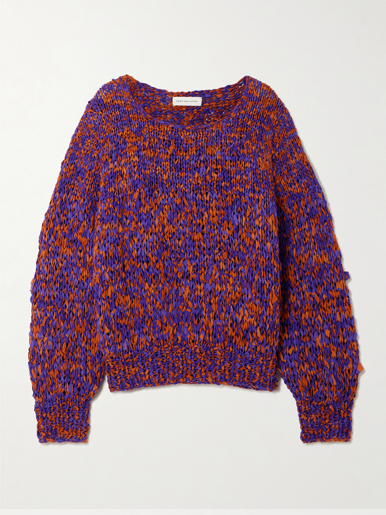 Dries Van Noten Oversized Frayed Printed Cotton Sweater In Multi
