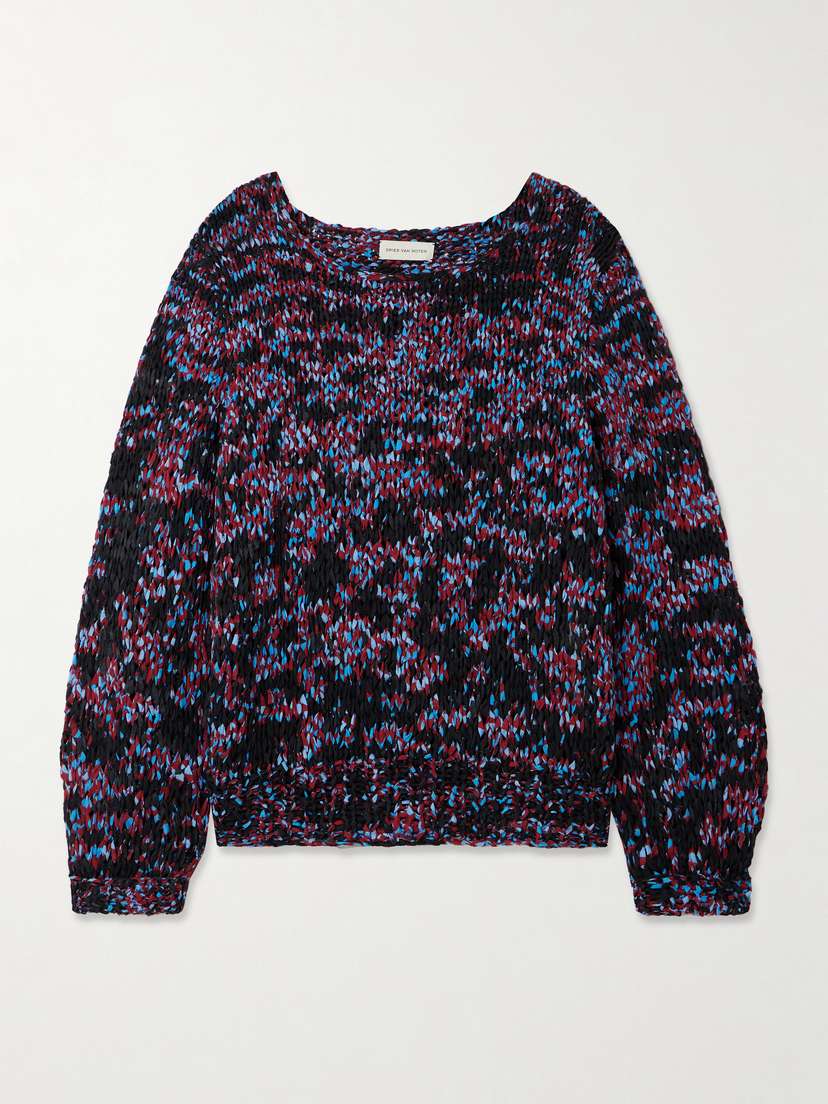 Dries Van Noten Oversized Frayed Printed Cotton Sweater