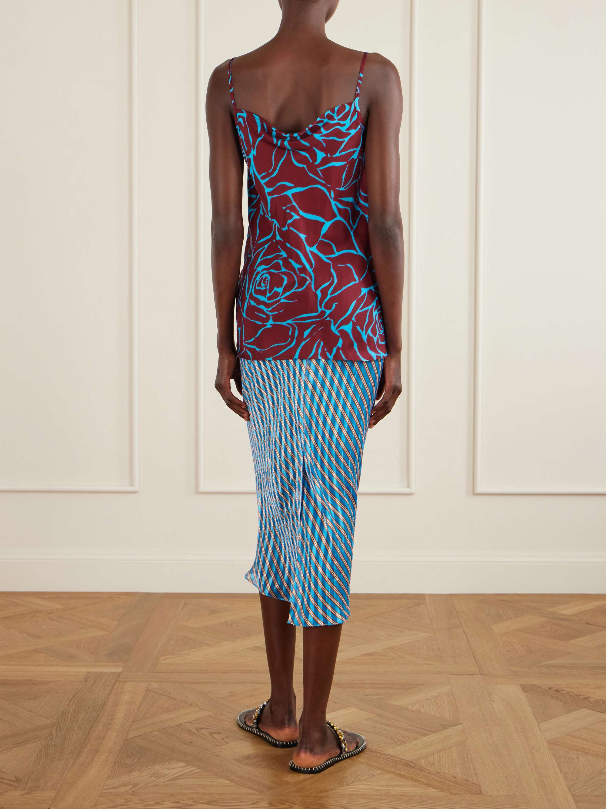 DRIES VAN NOTEN Draped floral-print satin-crepe camisole | NET-A