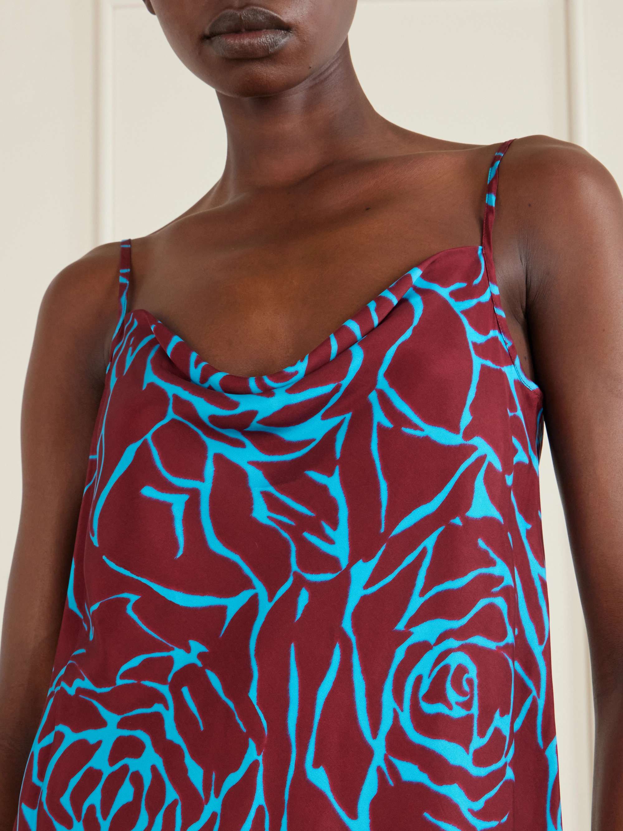 DRIES VAN NOTEN Draped floral-print satin-crepe camisole | NET-A