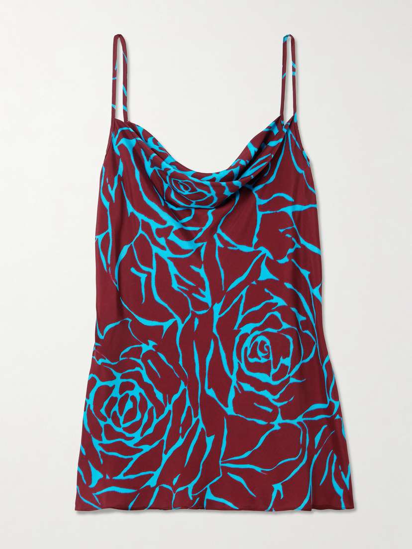 Dries Van Noten Draped Floral-print Satin-crepe Camisole