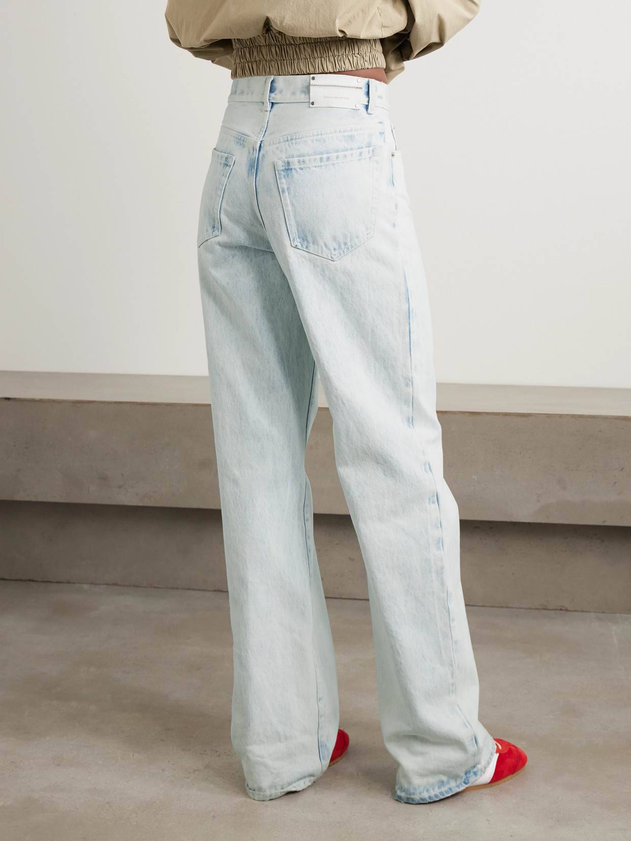 Acid-Wash Mid-Rise Slim-Leg Jeans