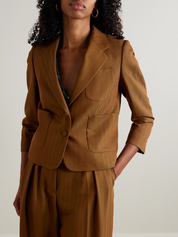 Dries Van Noten Cropped striped wool-blend twill blazer