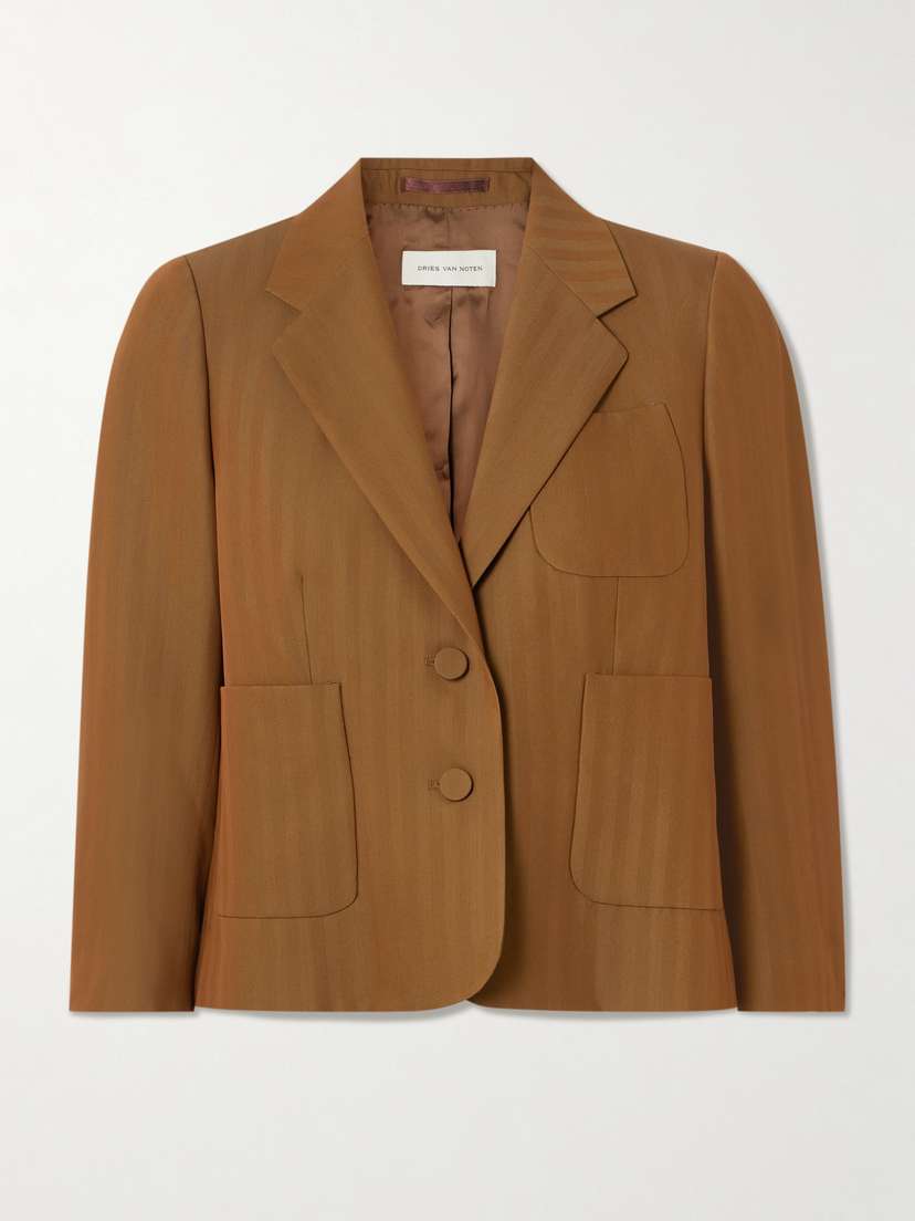 Dries Van Noten Cropped Striped Wool-blend Twill Blazer