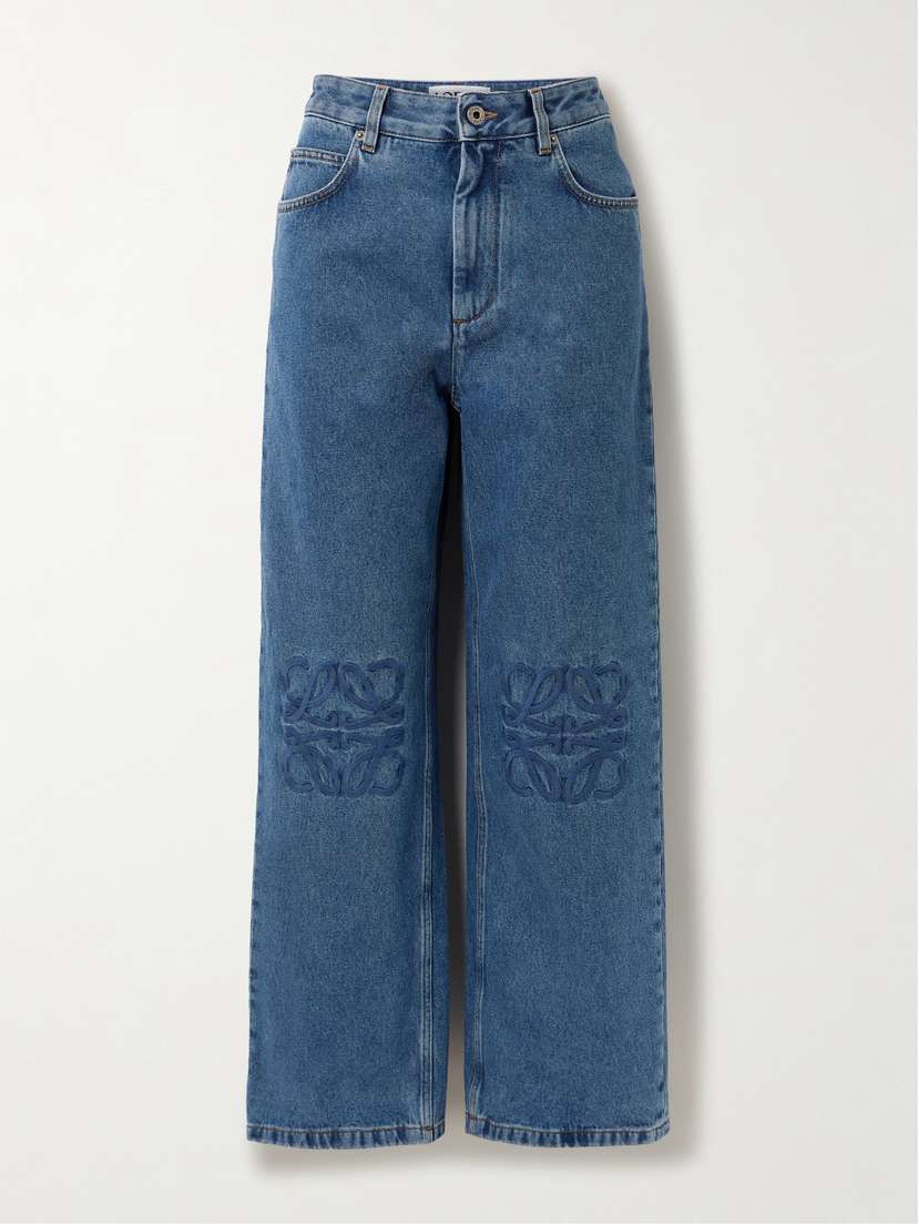 Loewe Anagram Embroidered High-rise Straight-leg Jeans