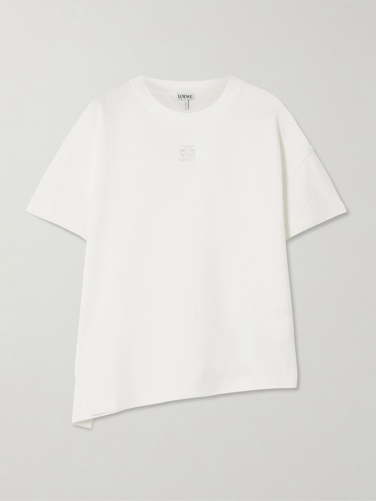 Loewe Anagram Asymmetric Cotton-blend Jersey T-shirt In White