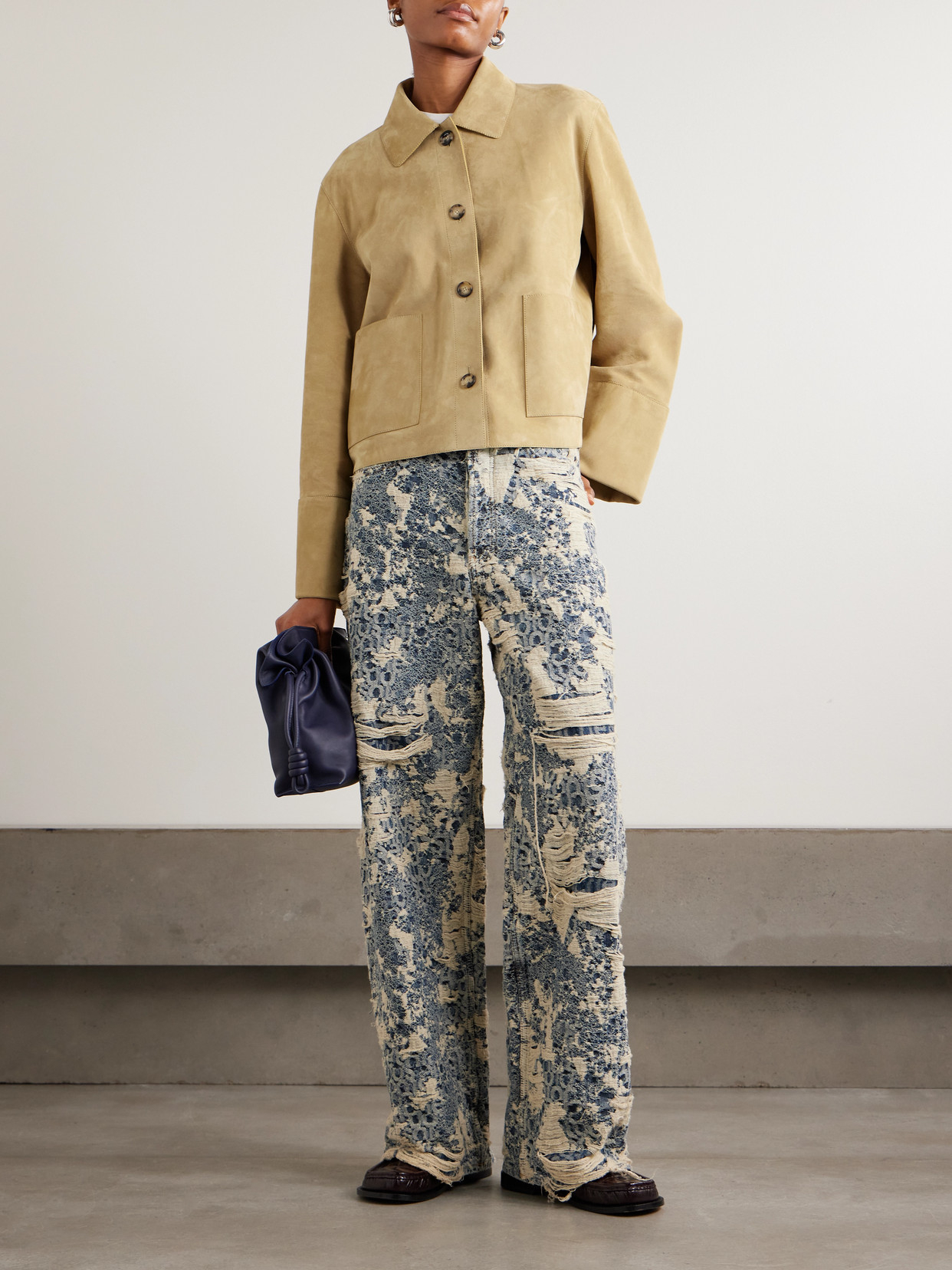 Loewe Paneled Suede Jacket In Brown