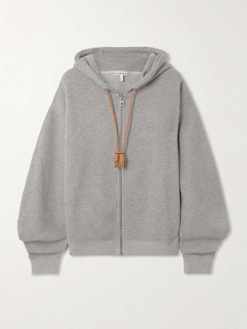 Loewe Flamenco Leather-trimmed Cotton-blend Jersey Hoodie