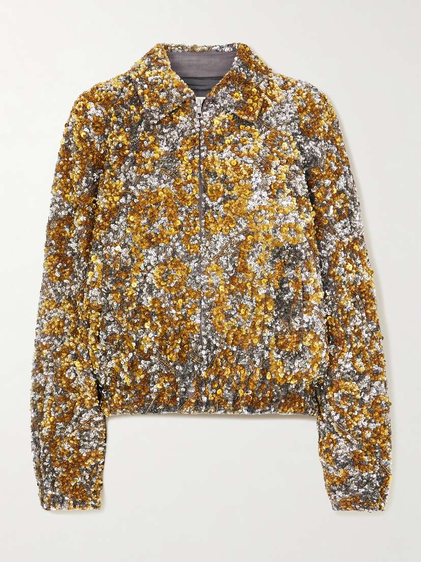 Dries Van Noten Embellished Satin Bomber Jacket