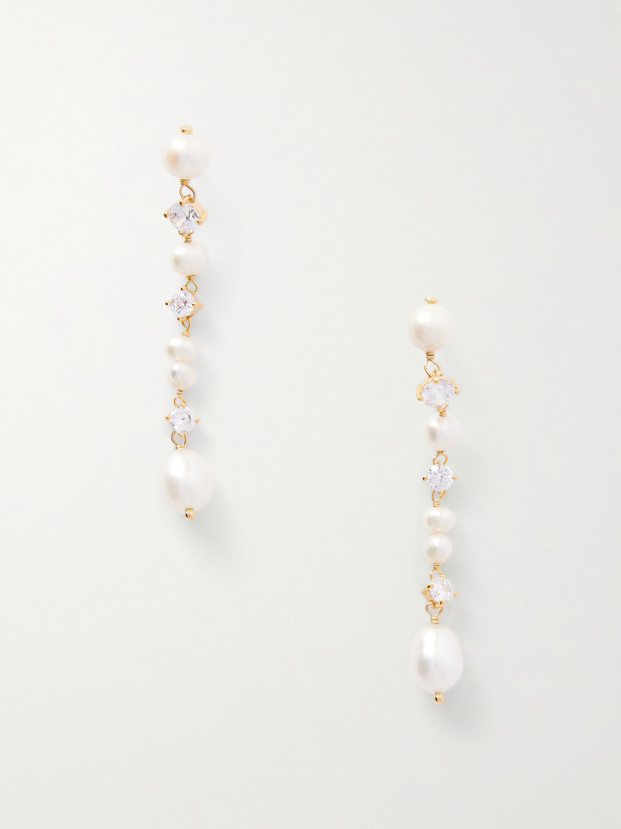 Completedworks Gold-plated, Faux-pearl And Cubic Zirconia Earrings In Metallic