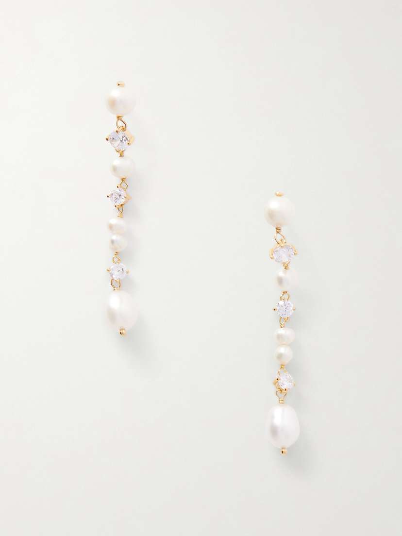 Completedworks plated, Faux-pearl And Cubic Zirconia Earrings