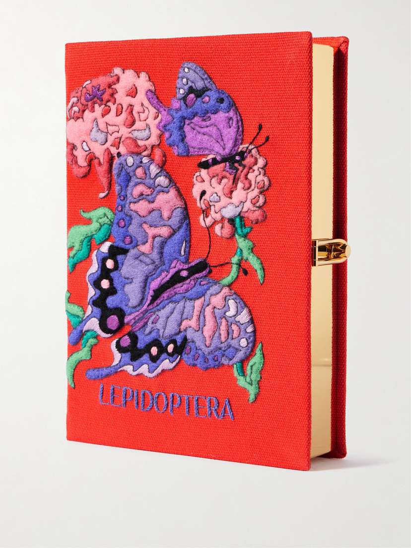 Olympia Le-Tan Lepidoptera Embroidered Appliquéd Canvas Clutch