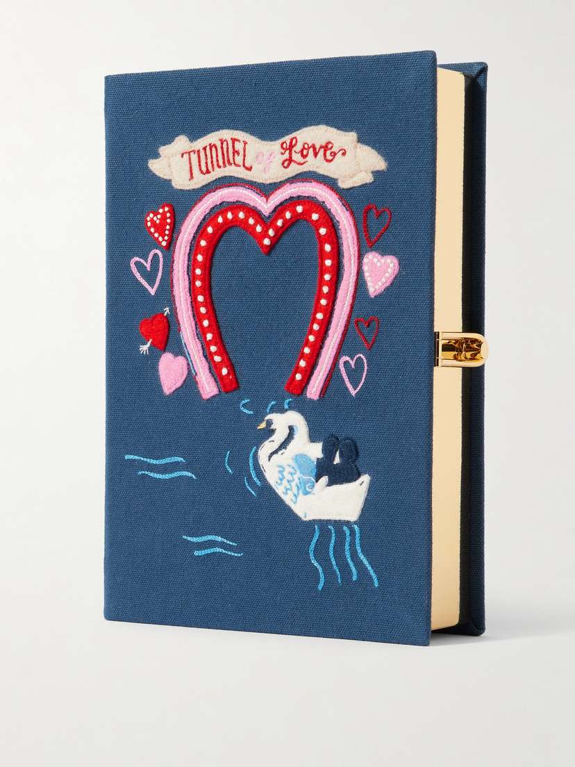 Olympia Le-Tan Tunnel Of Love Embroidered Appliquéd Canvas Clutch