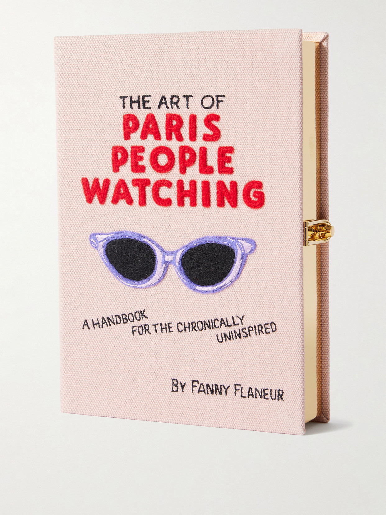 Olympia Le-tan + Messy Nessy The Art Of Paris People Watching Embroidered Appliquéd Canvas Clutch In Pink
