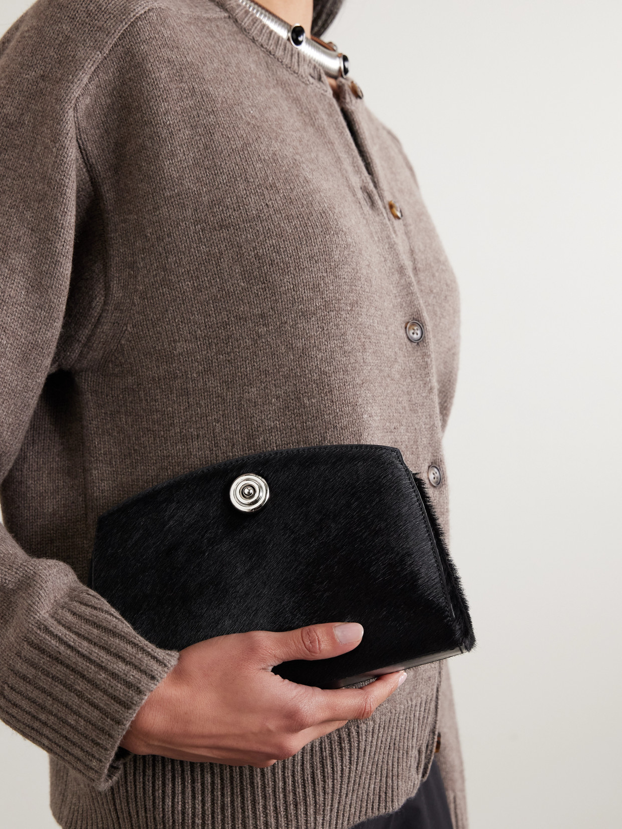 Liffner Calf-hair Clutch In Black