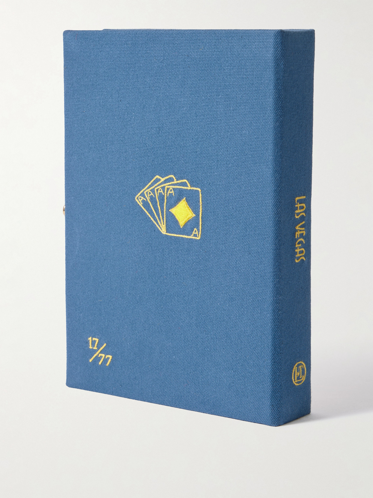 Olympia Le-tan Las Vegas Embroidered Appliquéd Canvas Clutch In Blue