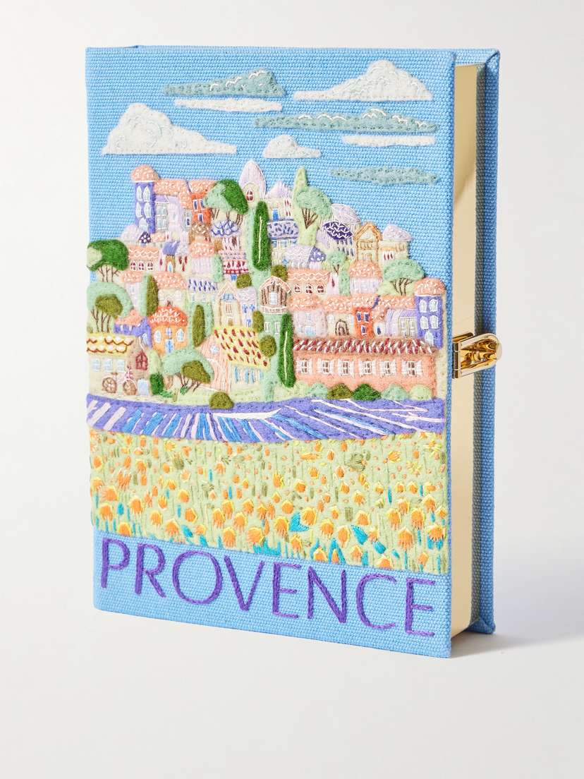 Olympia Le-Tan Provence Embroidered Appliquéd Canvas Clutch