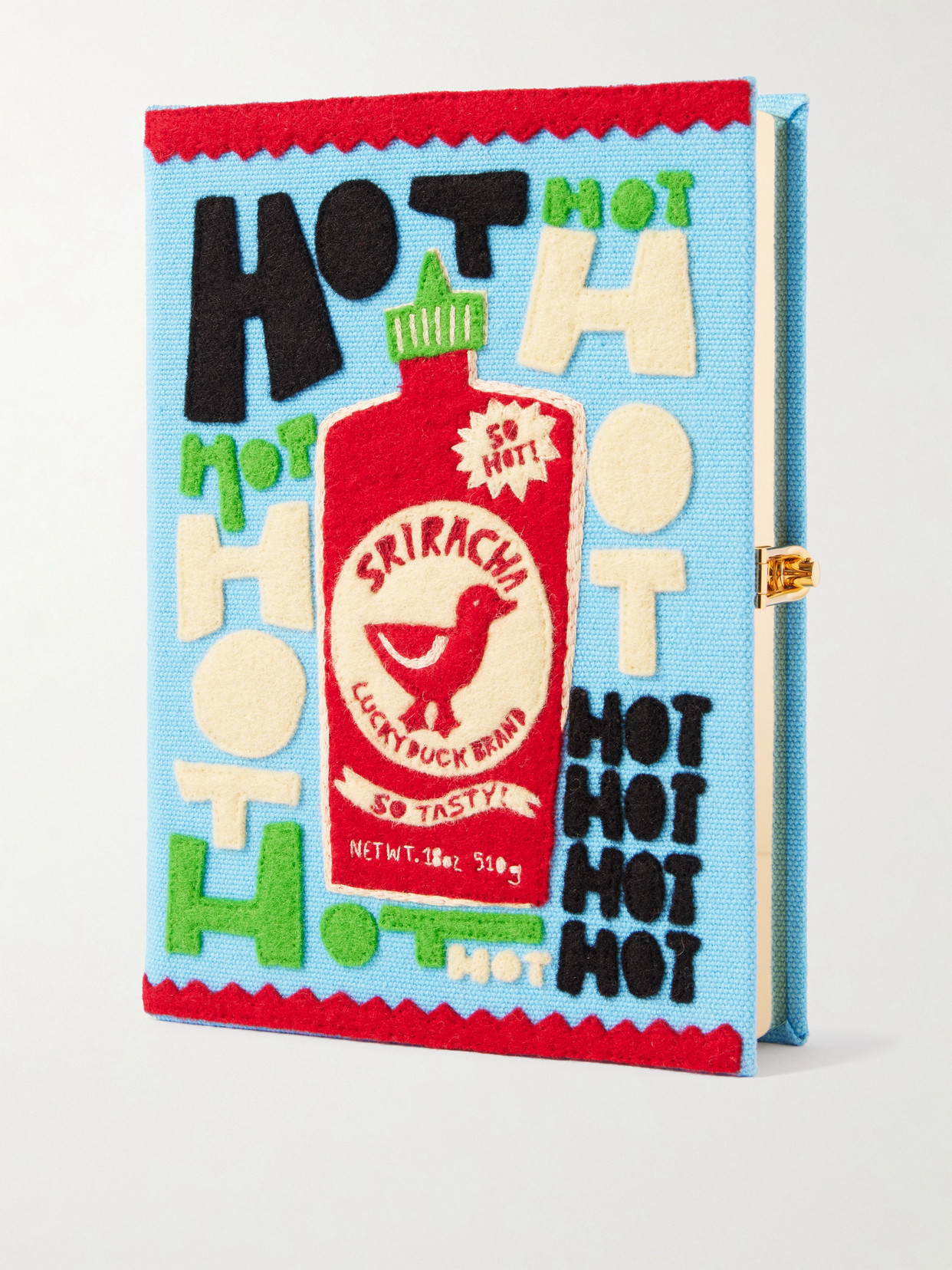 Olympia Le-tan Sriracha Embroidered Appliquéd Cotton, Wool And Silk-blend Canvas Clutch In Pink