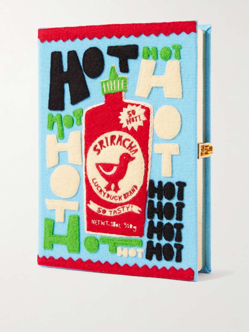 Olympia Le-Tan Sriracha Embroidered Appliquéd Cotton, Wool And Silk-blend Canvas Clutch
